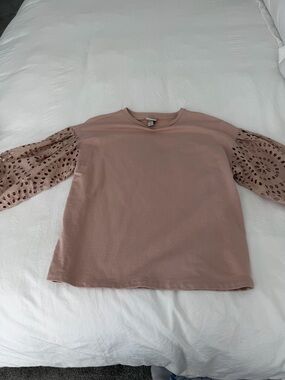 Target Blush Pink Eyelet-Sleeve Sweatshirt